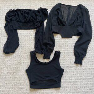 SHEIN 3 Black Tops Set